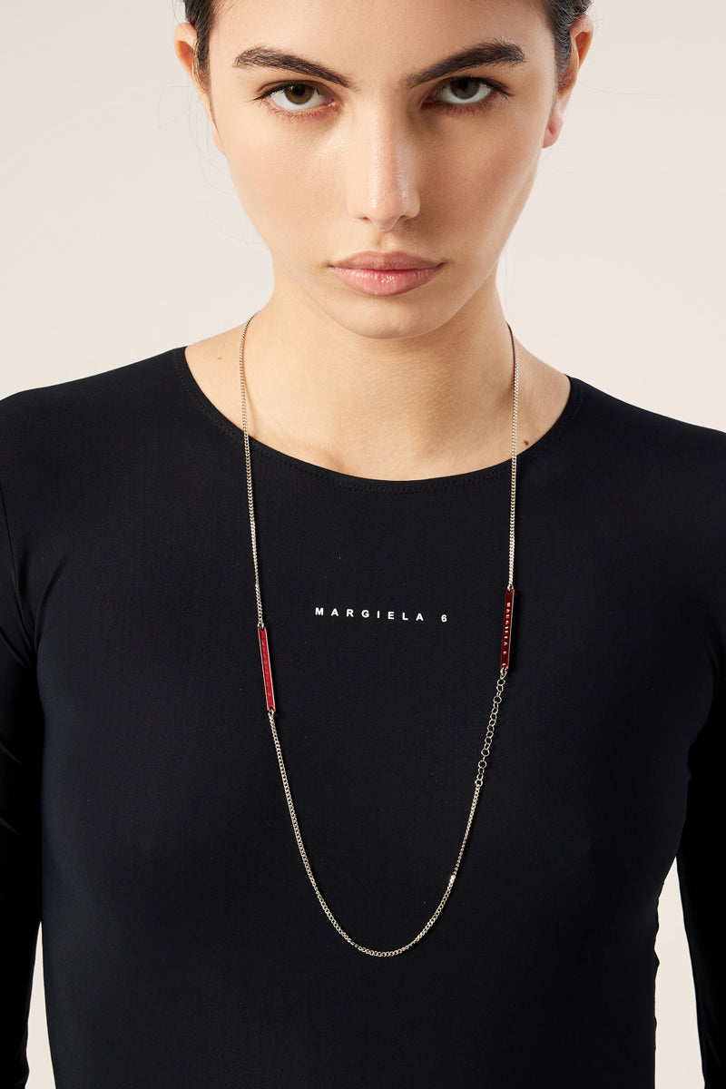 Logo plaque chain necklace-Red MM6 MAISON MARGIELA