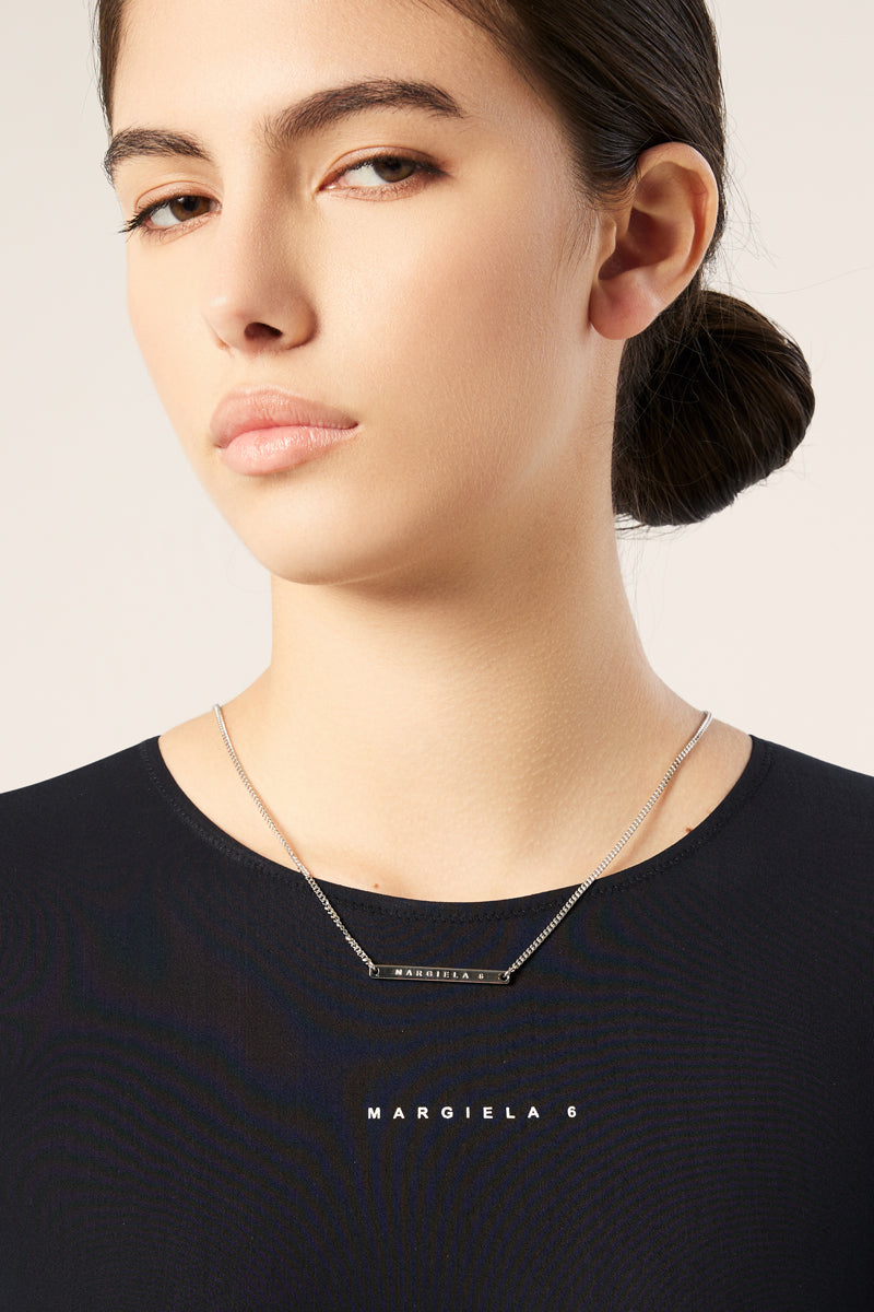 Logo plaque necklace-Silver MM6 MAISON MARGIELA