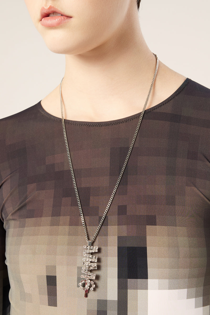 Crystal logo chain necklace-Silver MM6 MAISON MARGIELA