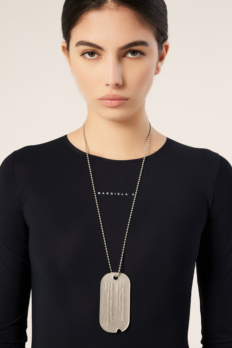 Logo-plaque pendant necklace-Silver MM6 MAISON MARGIELA