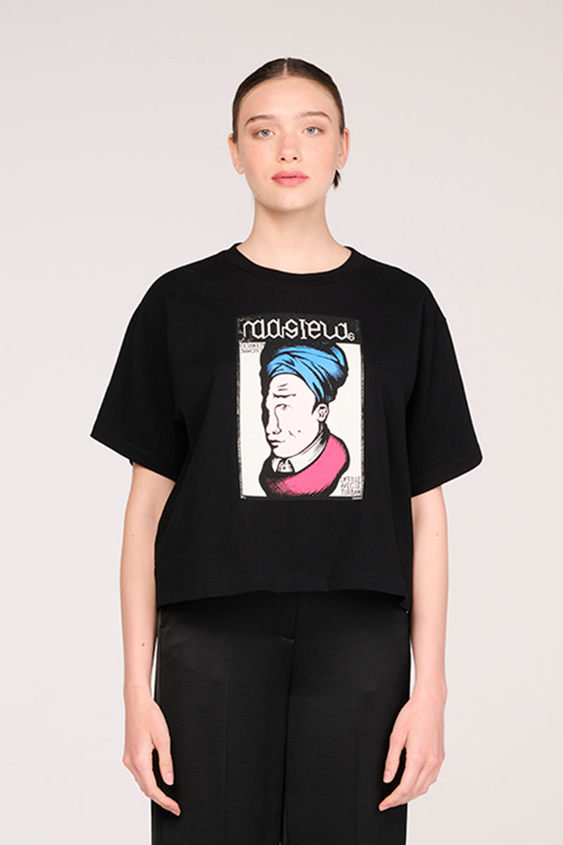 T-shirt with graphic print-Black MM6 MAISON MARGIELA - Studio Avra