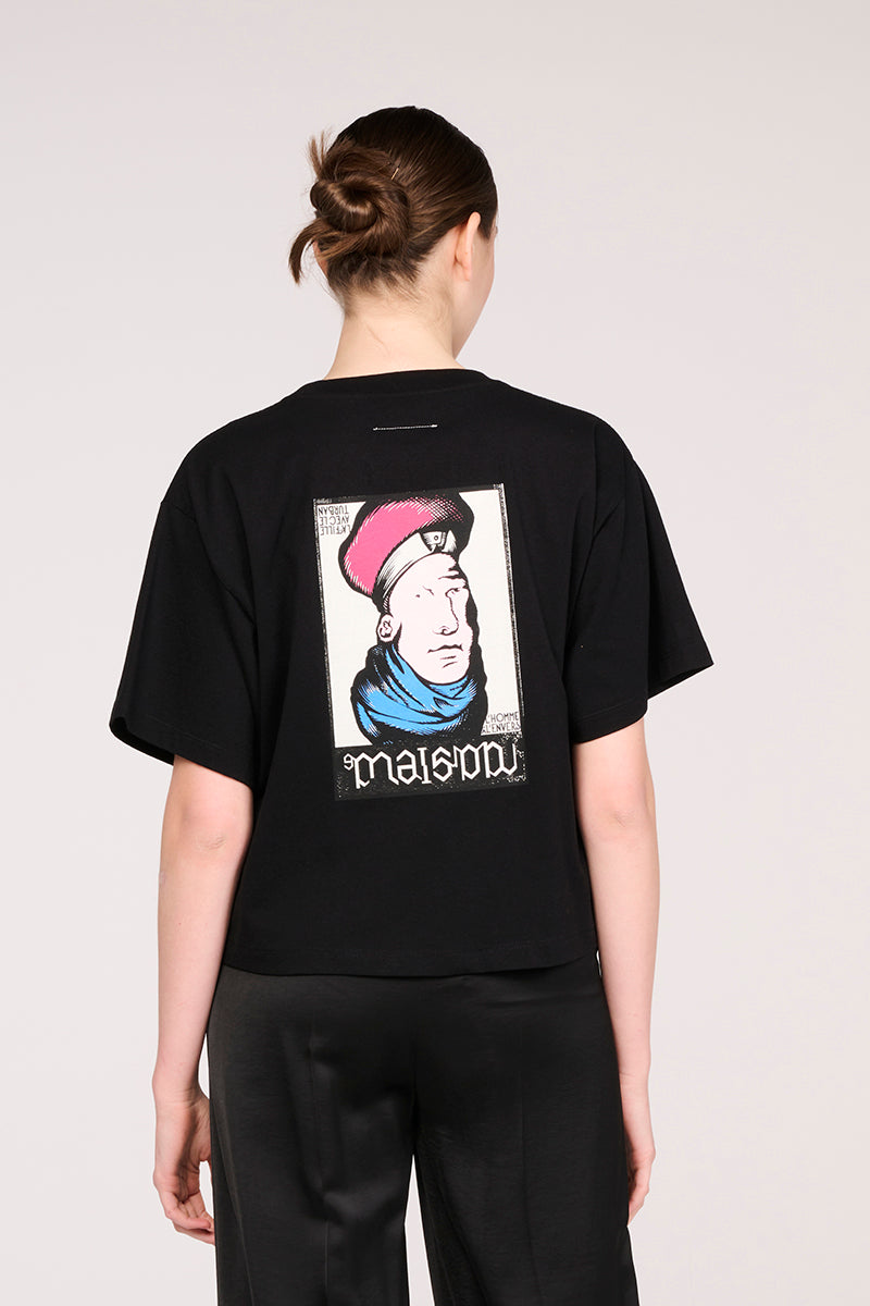 T-shirt with graphic print-Black MM6 MAISON MARGIELA - Studio Avra